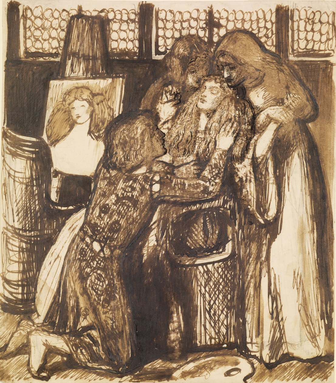 Bonifazios elskerinde - kompositorisk studie af Dante Gabriel Charles Rossetti