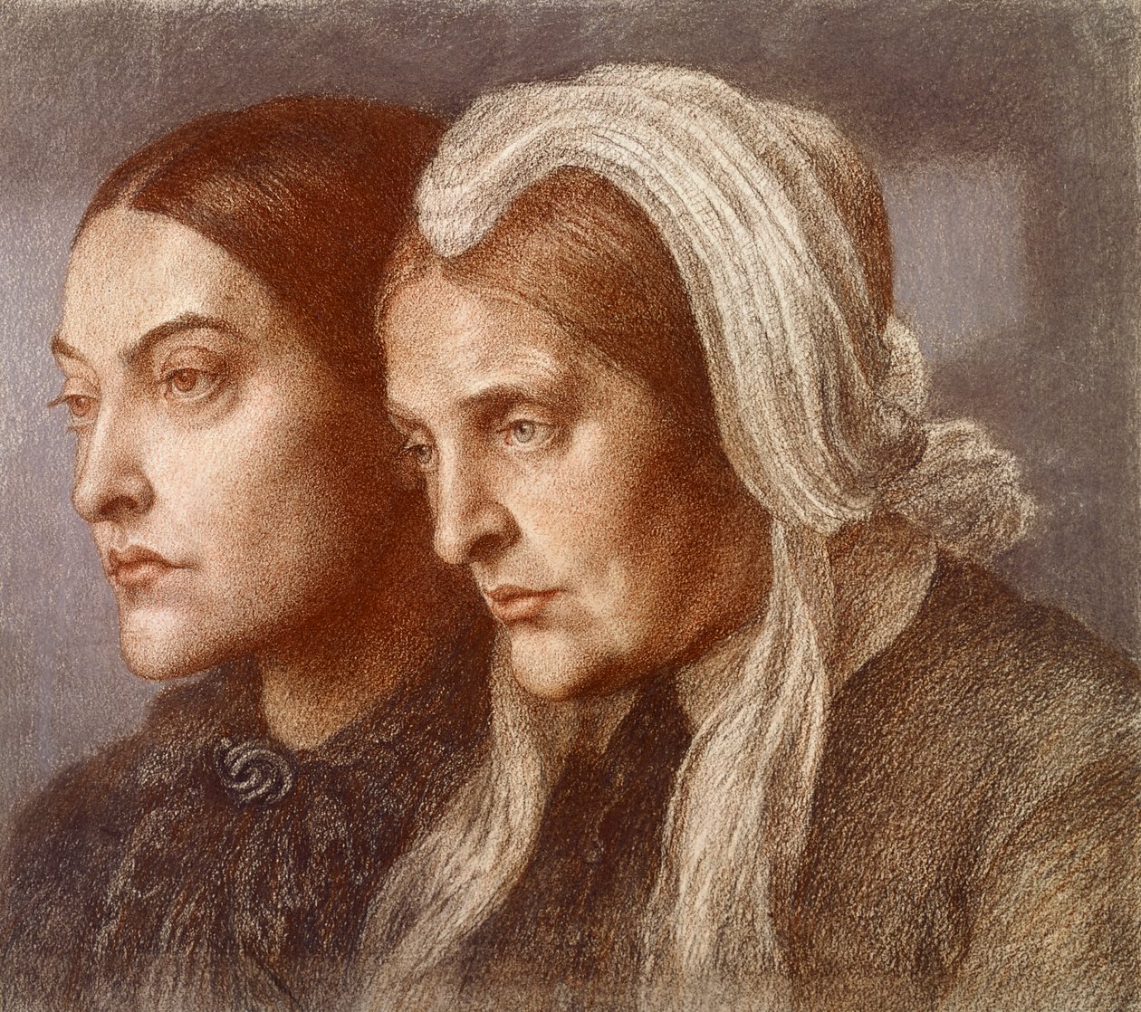 Christina Georgina Rossetti og Frances Mary Lavinia Rossetti af Dante Gabriel Charles Rossetti