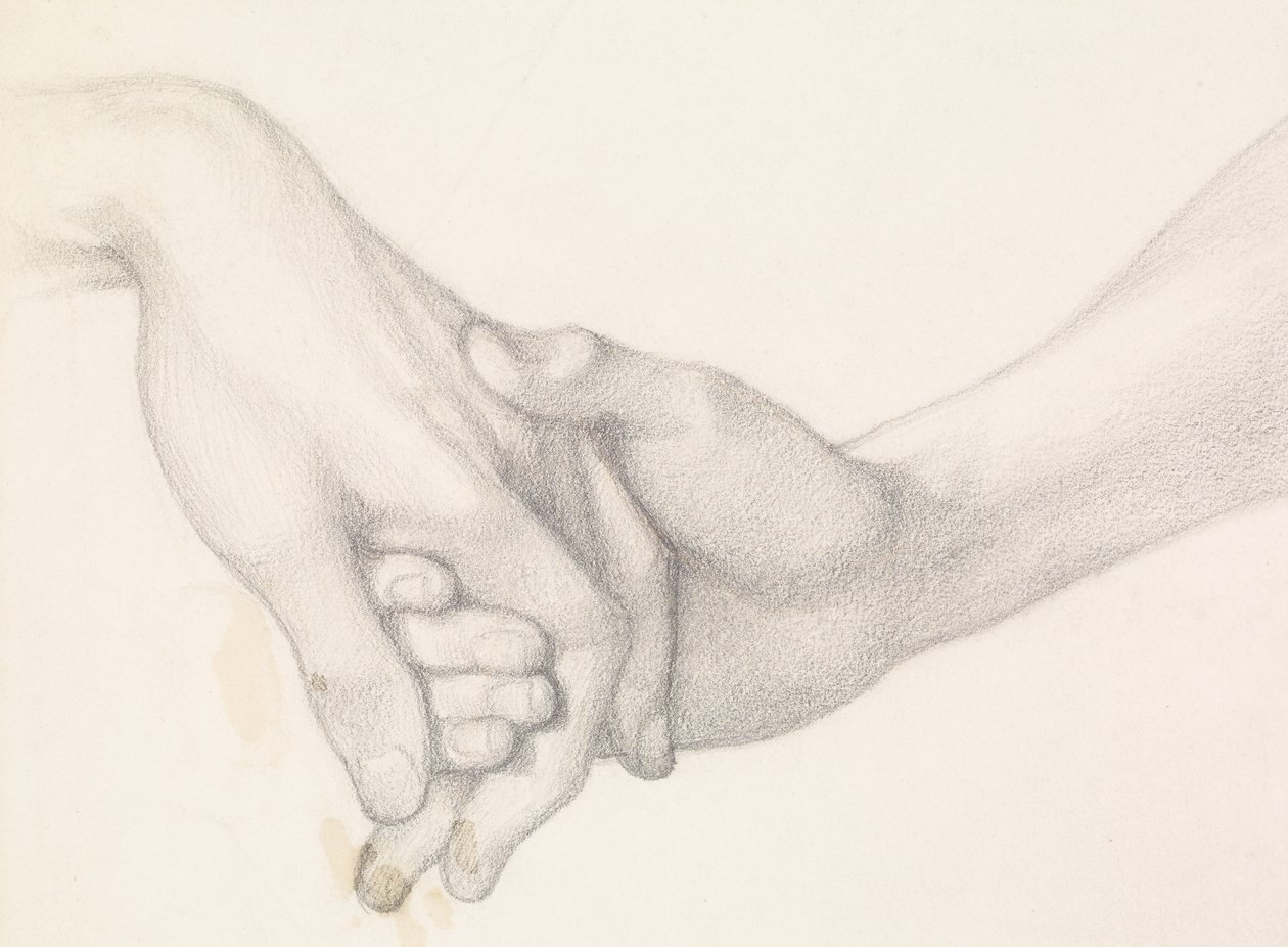 Dantes drøm på tidspunktet for Beatrices død - Studie af Dante, der holder kærlighedens hånd af Dante Gabriel Charles Rossetti
