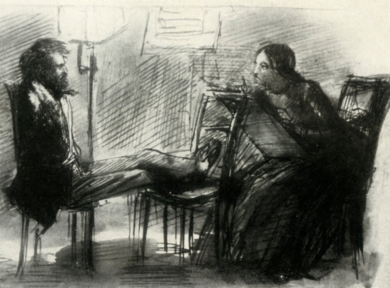 Elizabeth Siddal tegning Rossetti, 1853, 1947. af Dante Gabriel Charles Rossetti