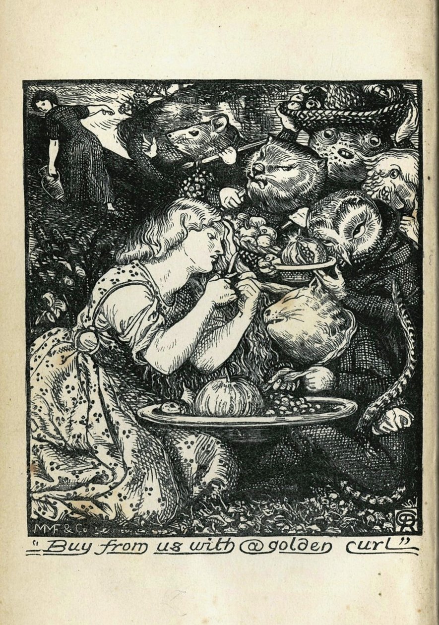 Frontispice af Goblin Market og andre digte af Christina Rossetti, 1861-1862 af Dante Gabriel Charles Rossetti