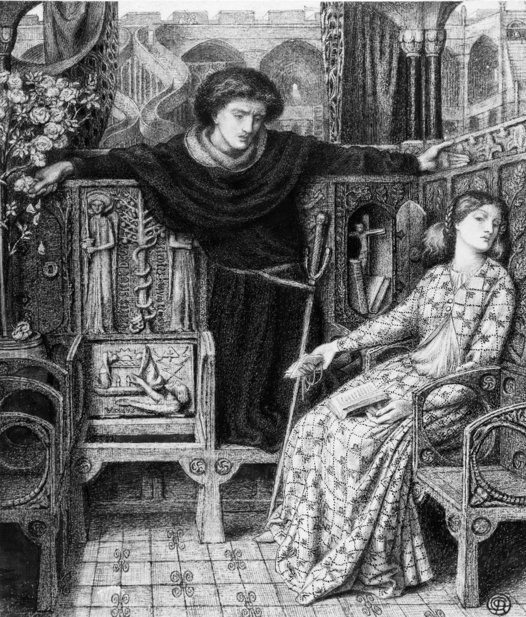 Hamlet og Ophelia, 1858 af Dante Gabriel Charles Rossetti