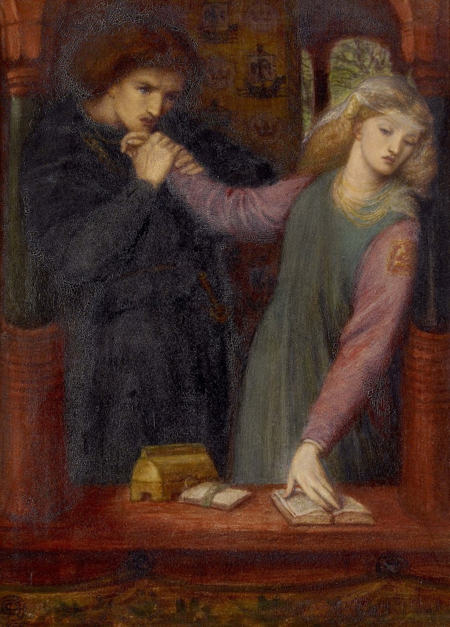 Hamlet og Ophelia, 1866 (akvarel og gummi arabicum på papir) af Dante Gabriel Charles Rossetti