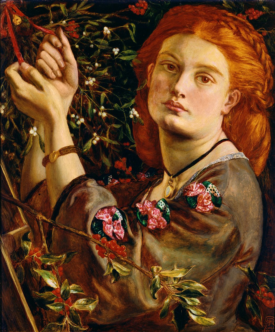 Hanging the Mistelten, 1860 (panel) af Dante Gabriel Charles Rossetti