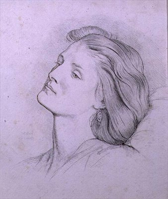 Hoved af Fanny Cornforth (blyant og kridt) af Dante Gabriel Charles Rossetti