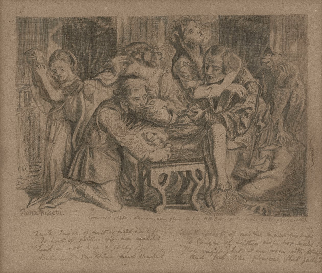 I går Rosa, 1850 af Dante Gabriel Charles Rossetti