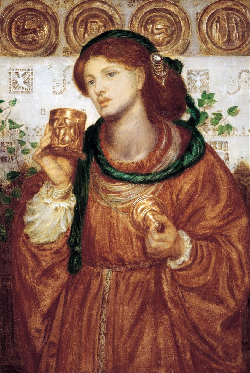 ""The Cup of Love"" Maleri af Dante Gabriel Rossetti (1828-1882) ca. 1867 Dim 52,6 x 35,9 cm Art Gallery of South Australia Adelaide Australia af Dante Gabriel Charles Rossetti
