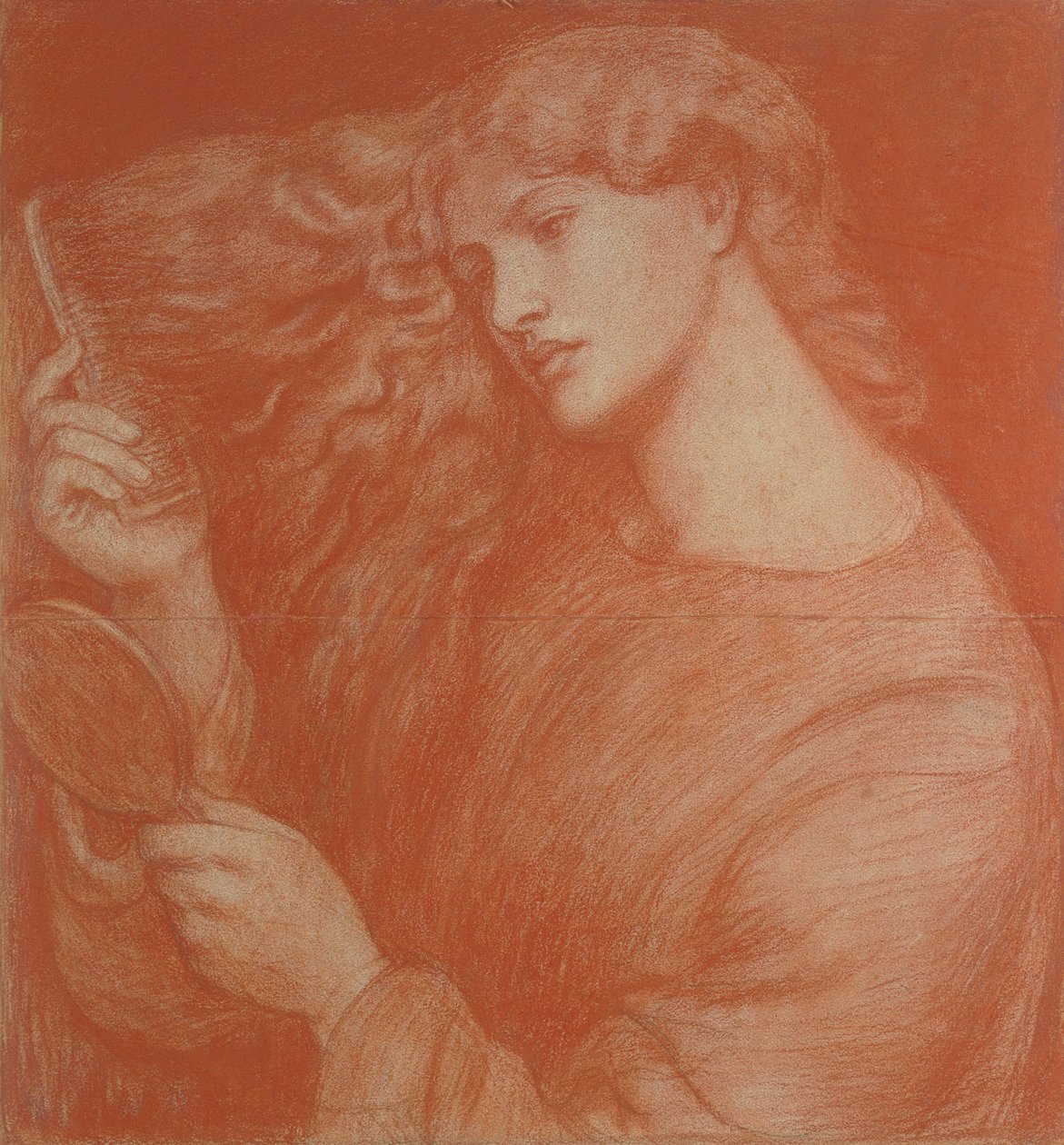 Lady Lilith (rødt kridt på papir) af Dante Gabriel Charles Rossetti