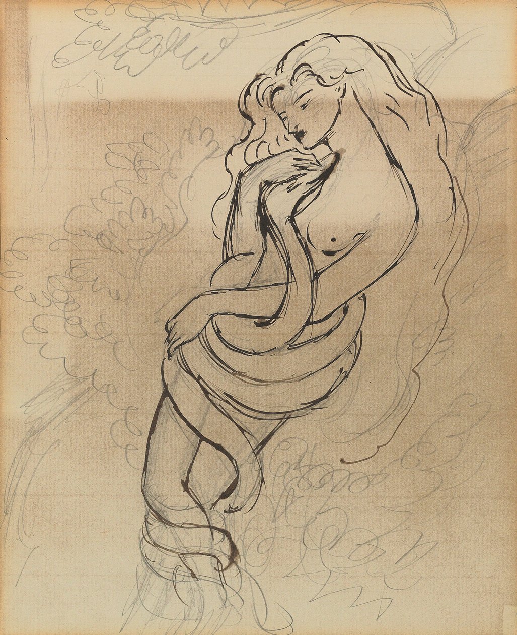 Lady Lilith, ca. 1869 (blyant, pen og brunt blæk på papir) af Dante Gabriel Charles Rossetti