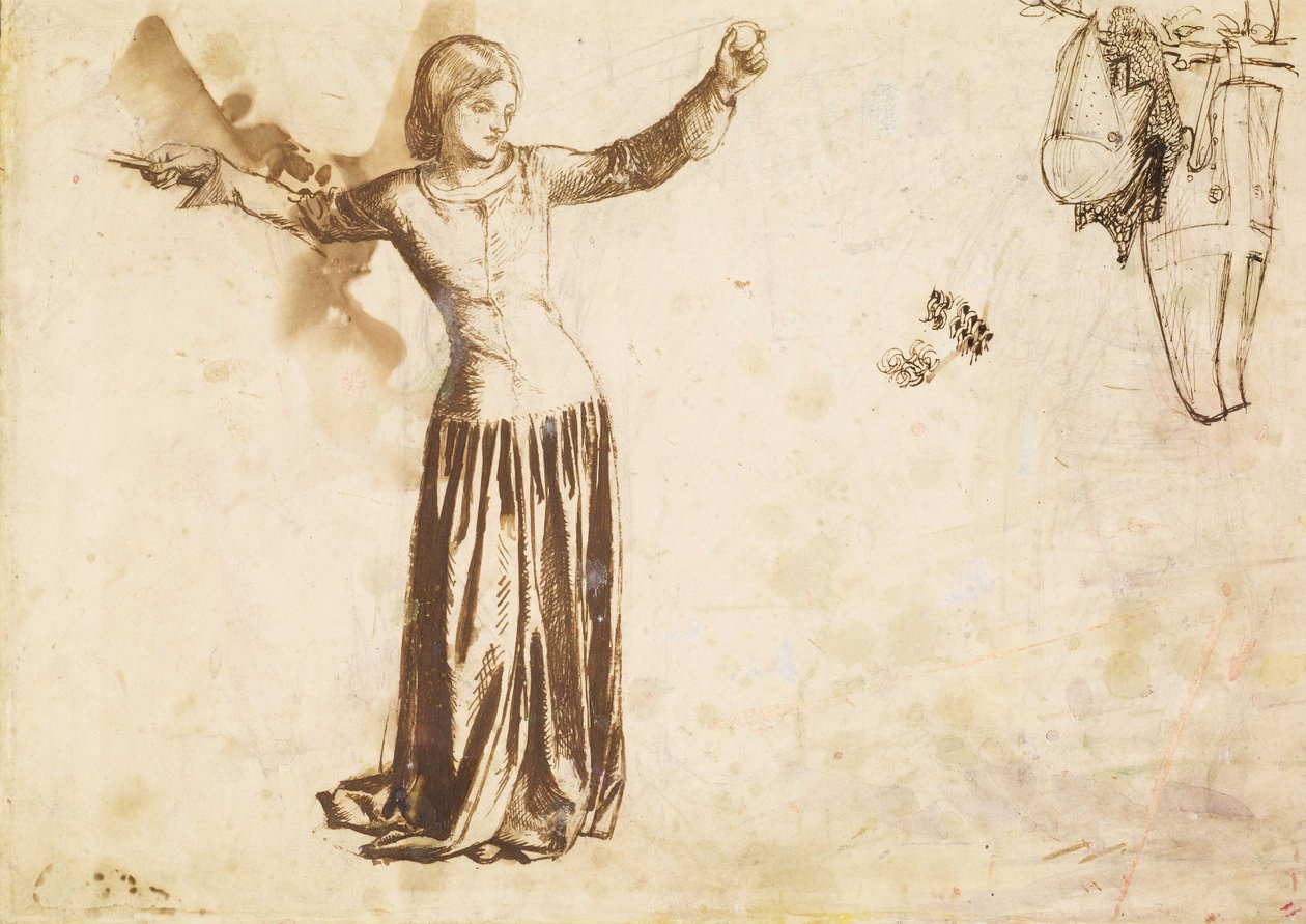 Launcelot ved den hellige grals helligdom, 1857, Study for Guenevere af Dante Gabriel Charles Rossetti