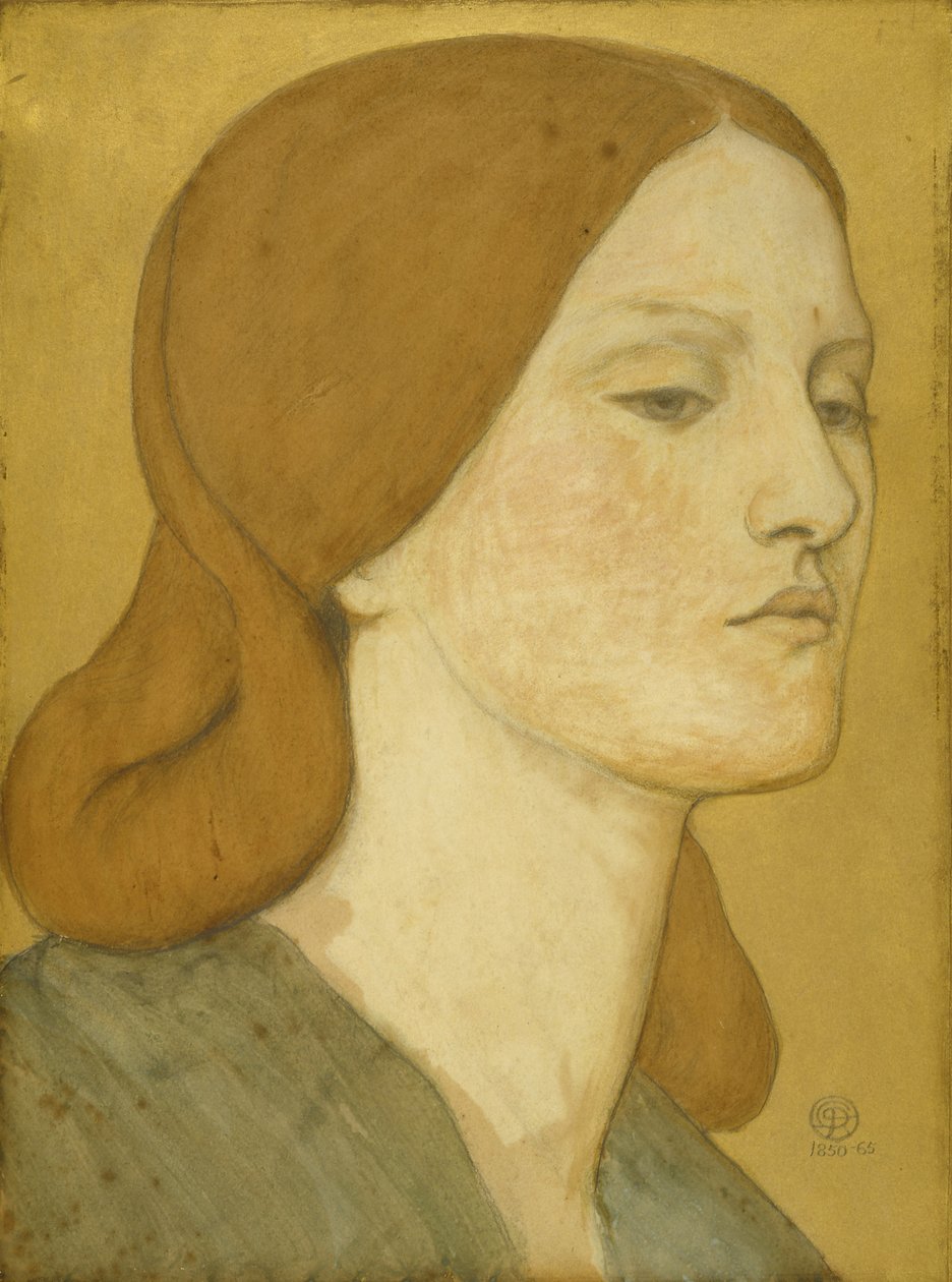 Nr.1575 Hoved af en pige i en grøn kjole (Elizabeth Siddal), 1850-65 af Dante Gabriel Charles Rossetti