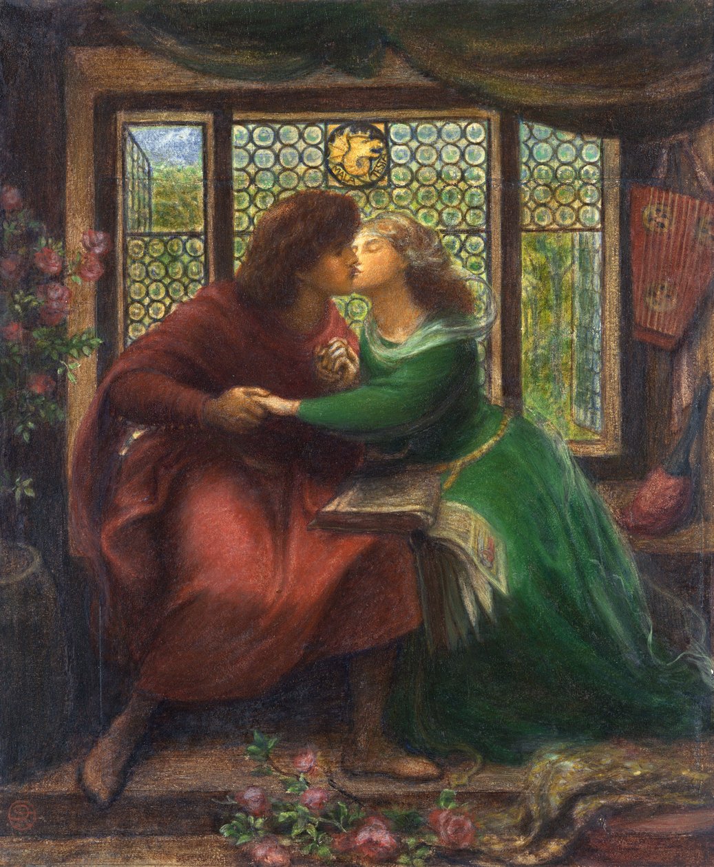 Paolo (Malatesta) (cirka 1246 eller 1248-cirka 1285) og Francesca da Rimini (eller da Polenta) (1255-1285) - Repræsentation af karakteren fra ""La Divina Commedia"" (Den guddommelige komedie) af Dante Alighieri (1265) - 1321) - Værk af Dante Gabriel Rosset af Dante Gabriel Charles Rossetti