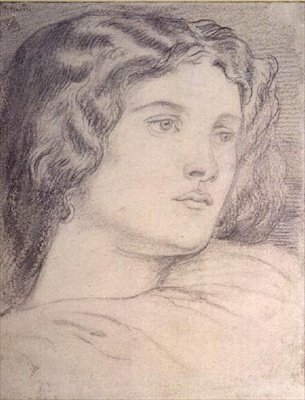 Portræthoved af Fanny Cornforth, ca. 1862-5 (blyant) af Dante Gabriel Charles Rossetti