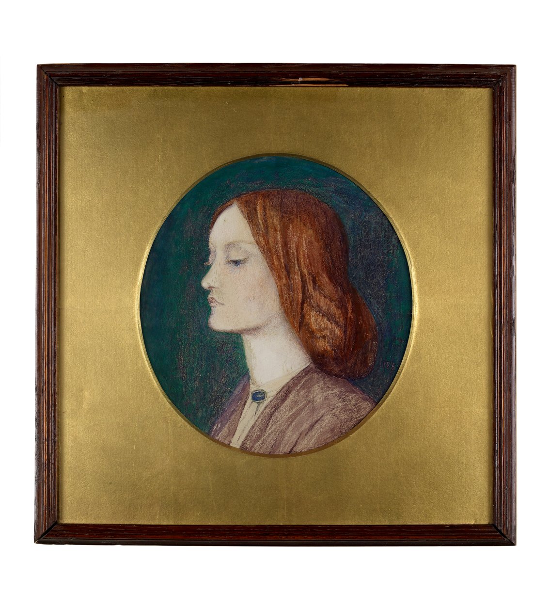Portræt af Elizabeth Siddal vendt mod venstre af Dante Gabriel Charles Rossetti