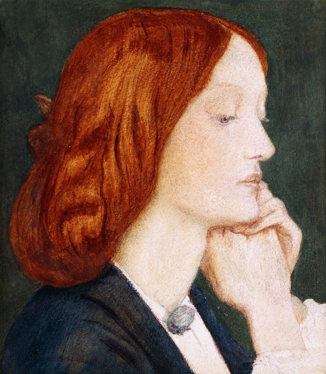 Portræt af Elizabeth Siddal, i profil til højre, af Dante Gabriel Charles Rossetti