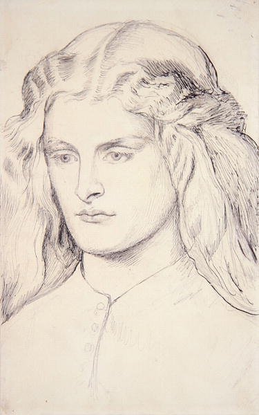 Portrætstudie af Annie Miller, ca. 1860-63 (pen, indisk blæk & grafit på papir) af Dante Gabriel Charles Rossetti