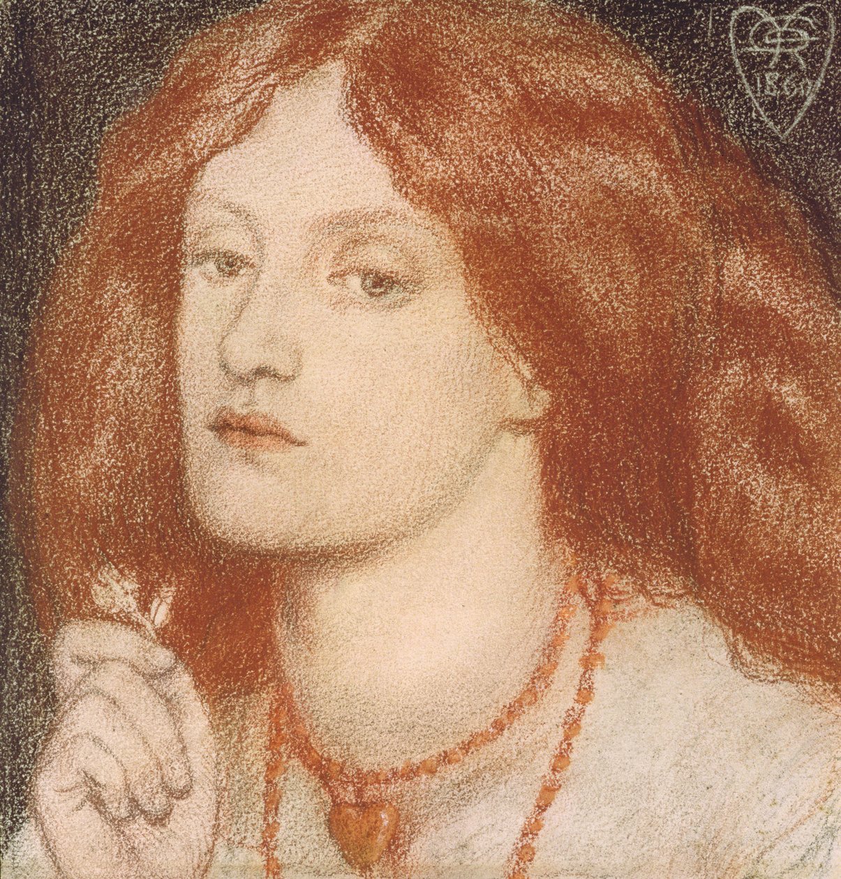 Regina Cordium or the Queen of Hearts, 1860 (pastel på papir) af Dante Gabriel Charles Rossetti