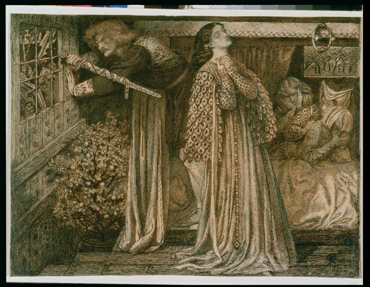 Sir Lancelot i Dronningens Kammer af Dante Gabriel Charles Rossetti