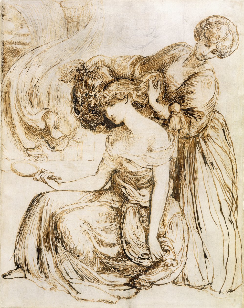 Studie til Desdemonas dødssang: Othello, akt IV, Sc. III, af Dante Gabriel Charles Rossetti