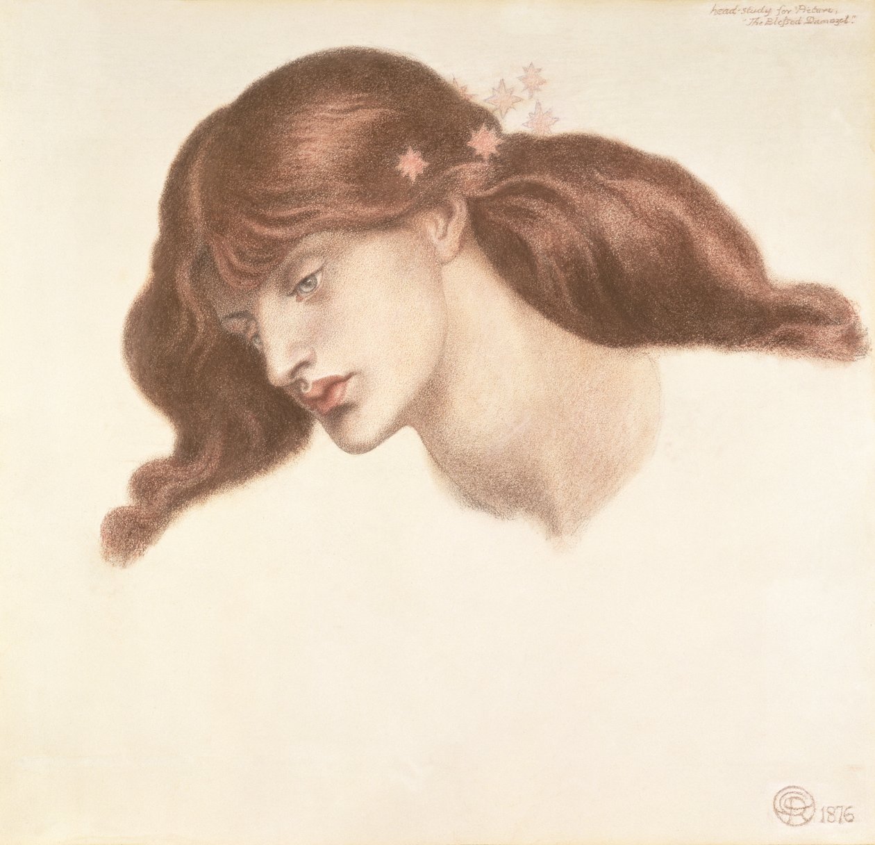 Studie for den salige Damozel af Dante Gabriel Charles Rossetti