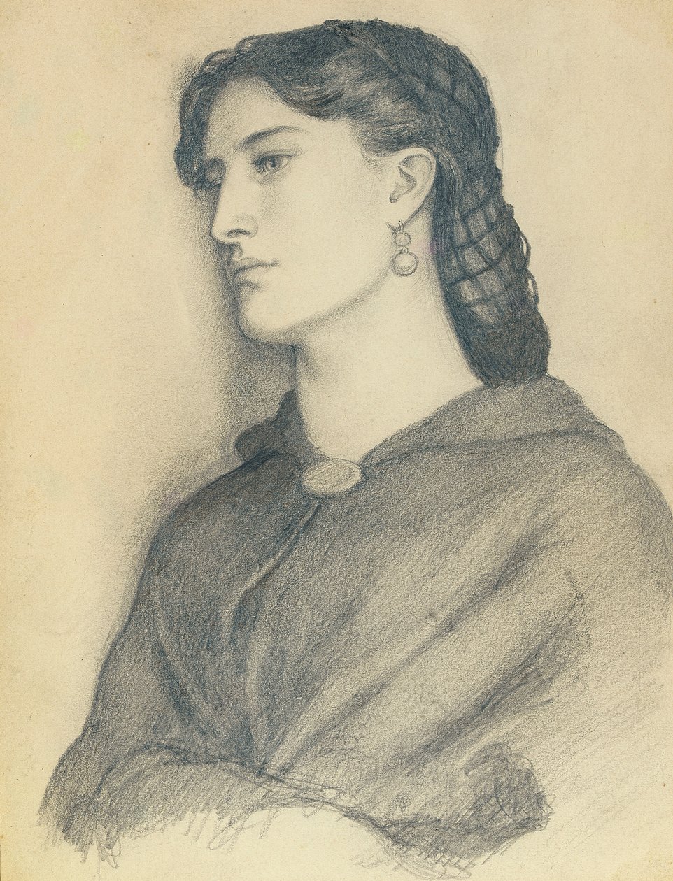 Studie af Aggie Manetti af Dante Gabriel Charles Rossetti