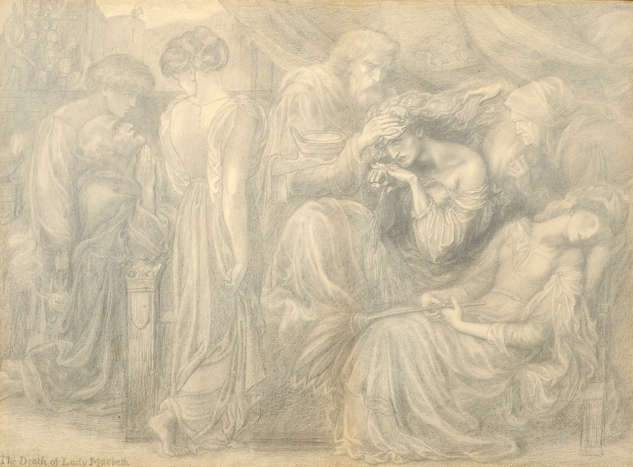 Lady Macbeths død, ca. 1875 af Dante Gabriel Charles Rossetti