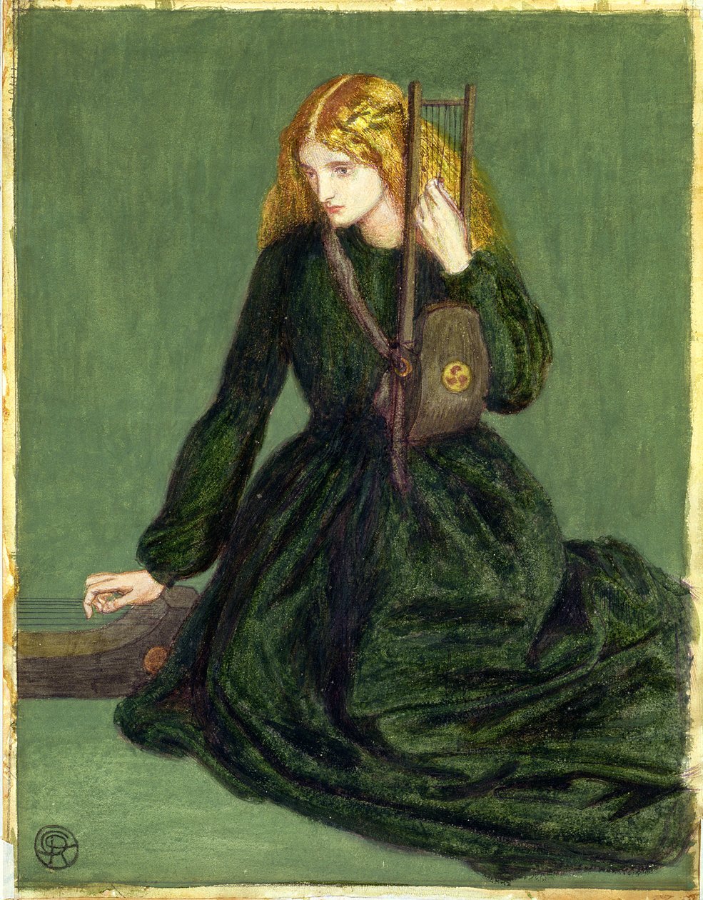 Harpespilleren, et studie af Annie Miller, 1872 af Dante Gabriel Charles Rossetti
