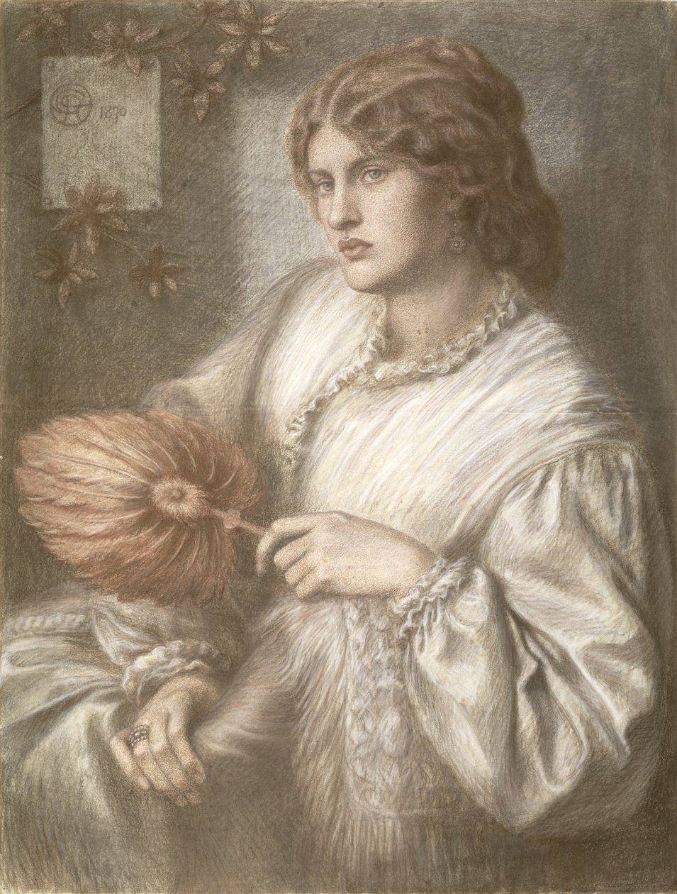 Kvinde med fan, 1870 af Dante Gabriel Charles Rossetti