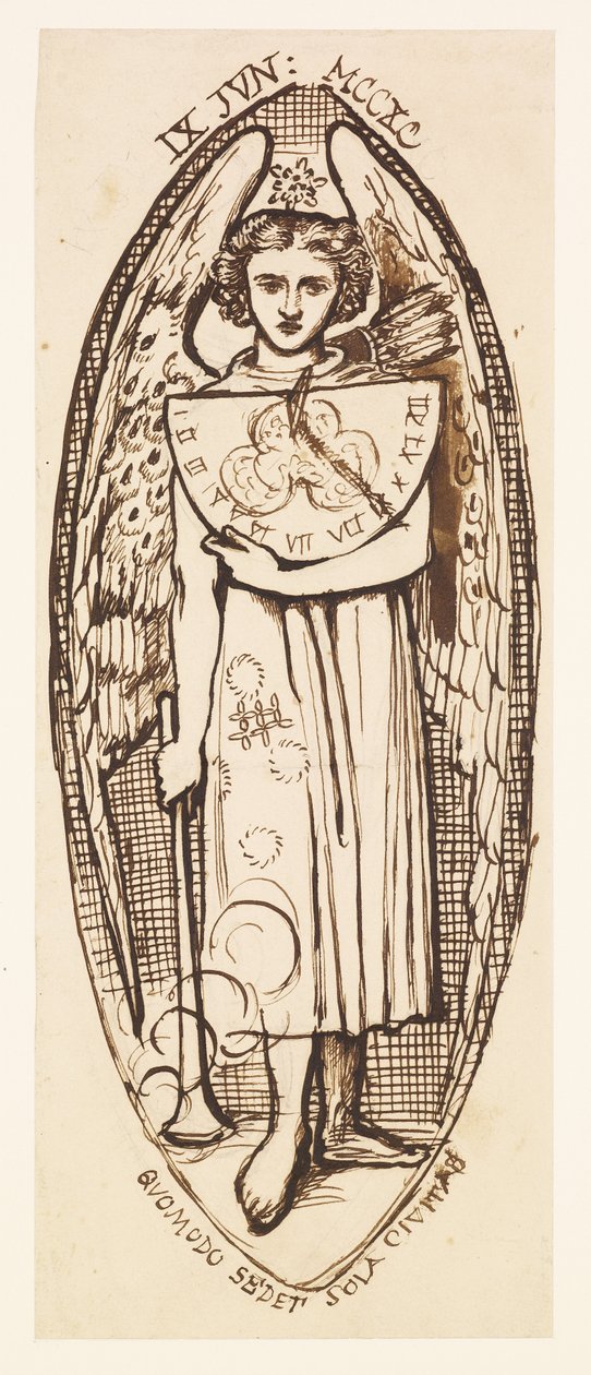 Dantis Amor - Studie af kærlighed med et solur og en fakkel af Dante Gabriel Rossetti