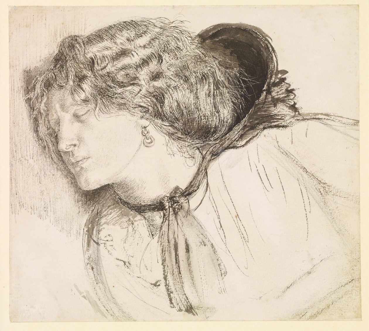 Fundet - Undersøgelse af pigens hoved af Dante Gabriel Rossetti