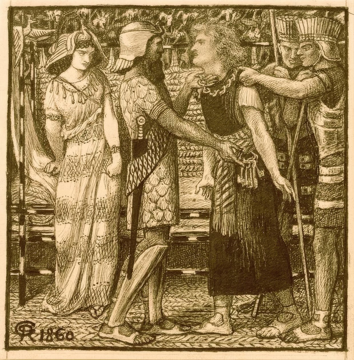 Joseph anklaget for Potiphar af Dante Gabriel Charles Rossetti