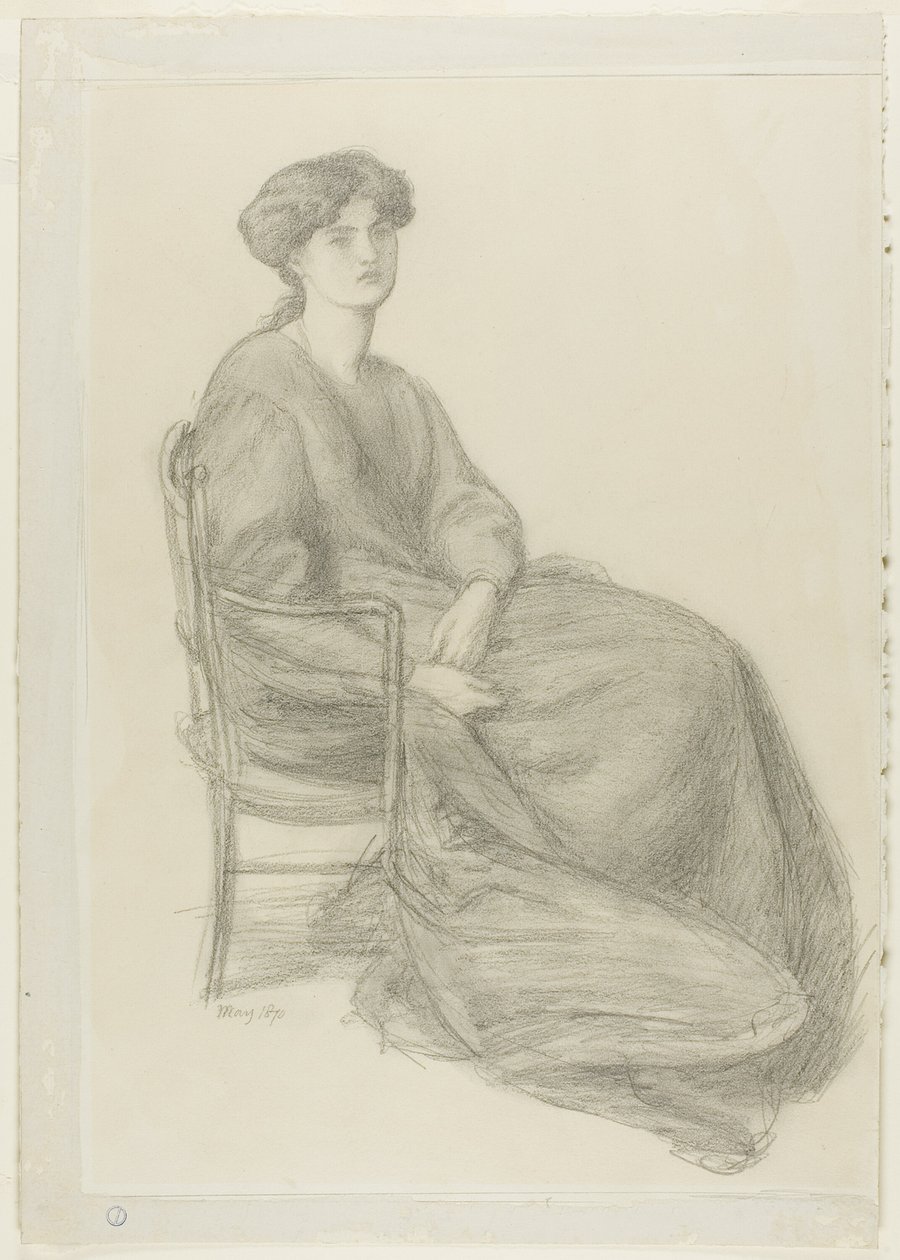 Fru William Morris sidder som formand af Dante Gabriel Rossetti