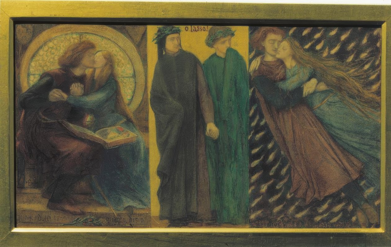 Paolo og Francesca fra Rimini af Dante Gabriel Charles Rossetti