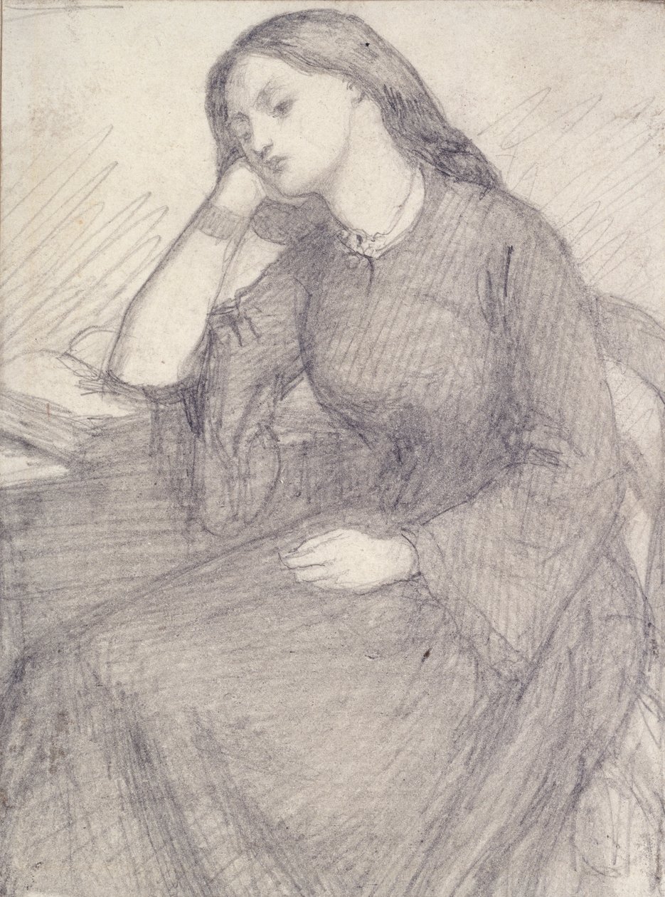 Portræt af Elizabeth Siddal, siddende, c1840