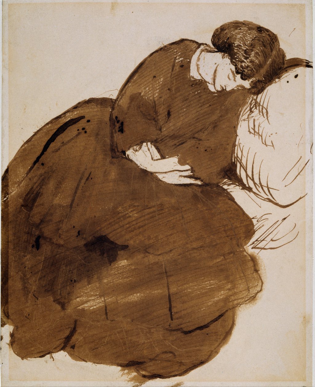 Portræt af Jane Morris, der sover på en sofa af Dante Gabriel Rossetti