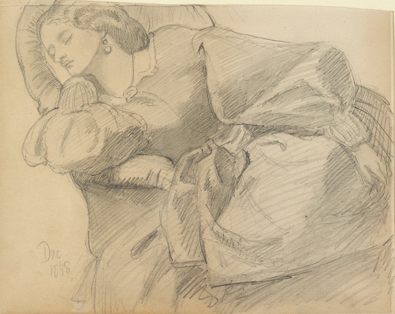 Ruth Herbert sover, 1858 af Dante Gabriel Rossetti