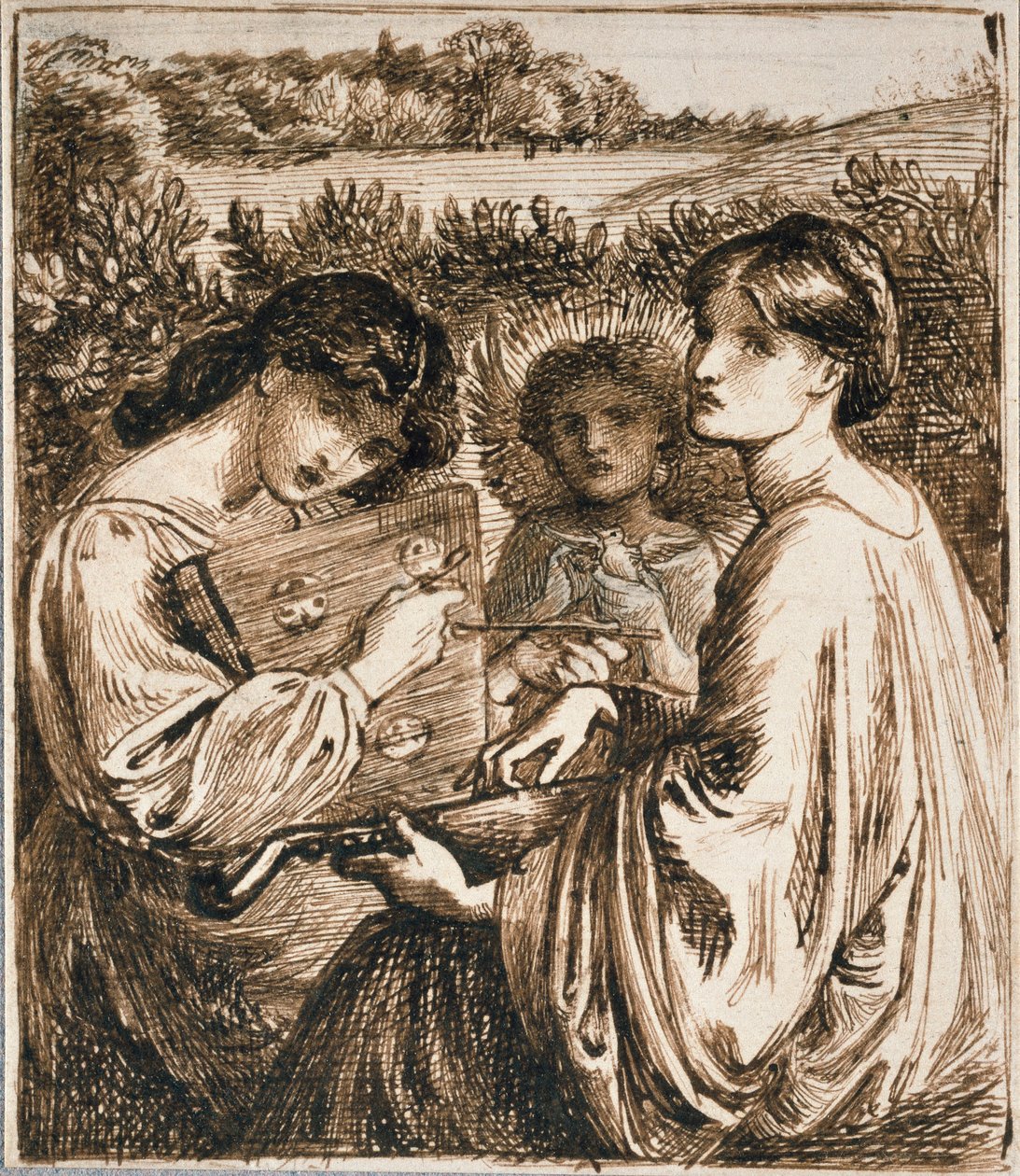Studie for Bower Meadow, slutningen af det 19. århundrede af Dante Gabriel Rossetti
