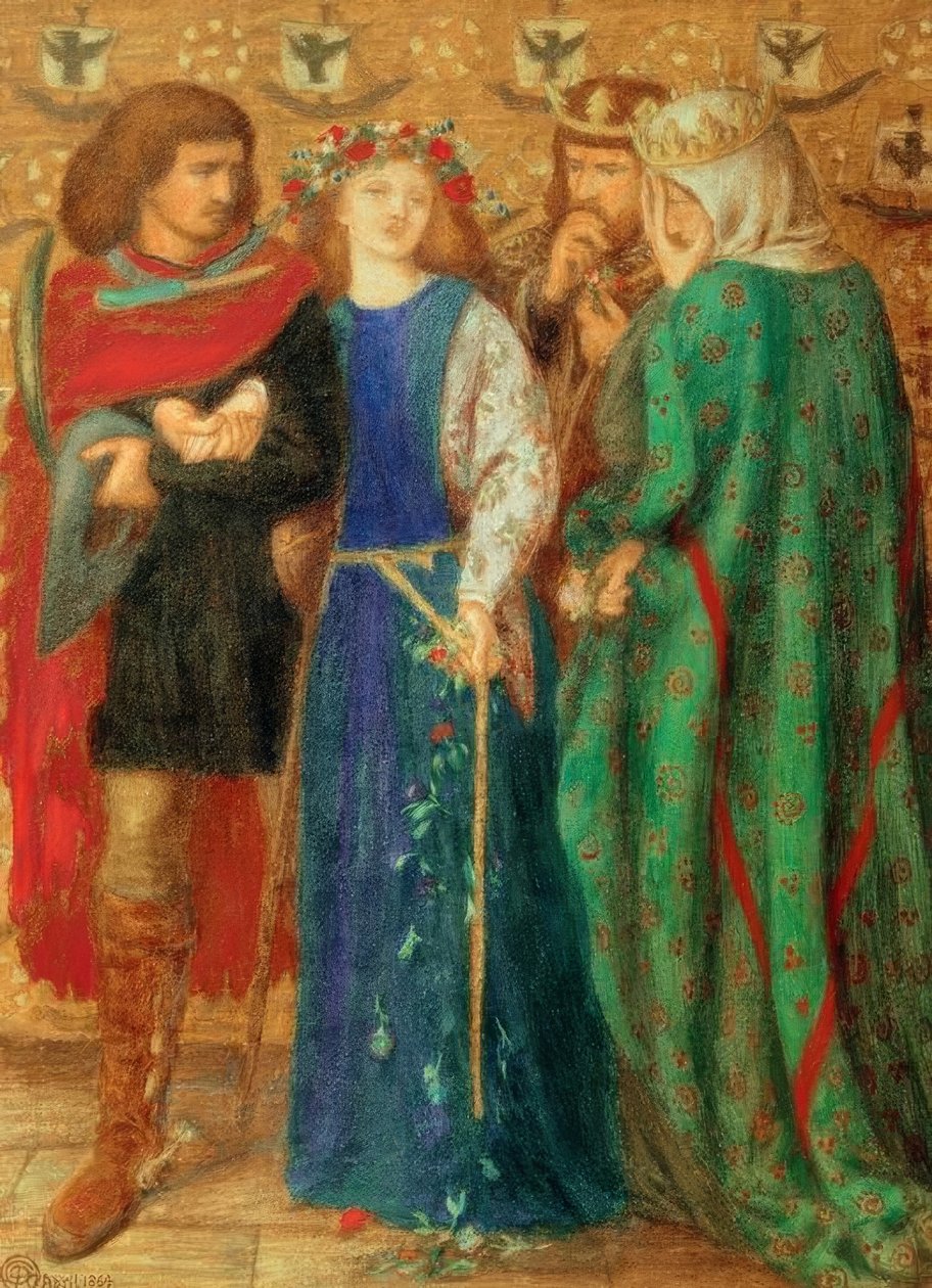 Ophelias første galskab af Dante Gabriel Charles Rossetti