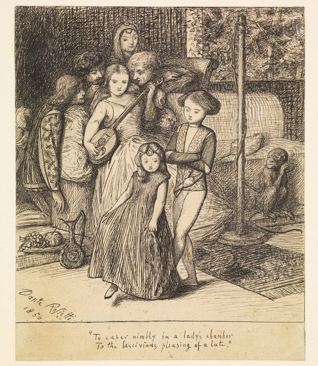 At danse livligt i en dames kammer til en luts vellystige behag af Dante Gabriel Rossetti