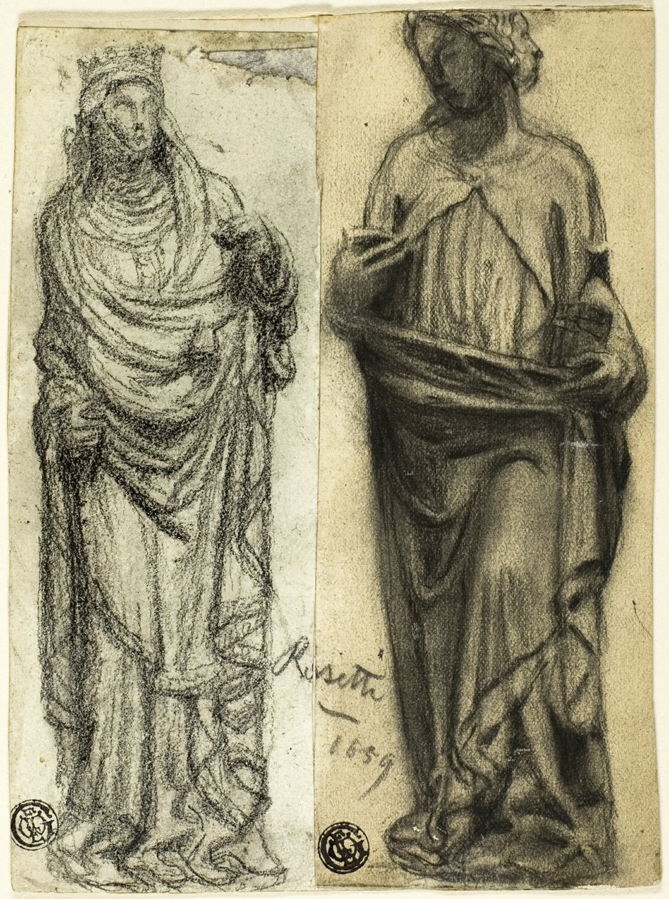To studier af middelalderskulptur af Dante Gabriel Rossetti
