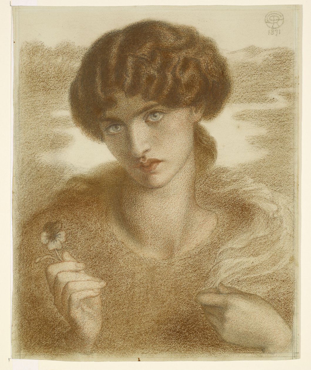 Vandpil - Studie af kvindeligt hoved og skuldre af Dante Gabriel Rossetti