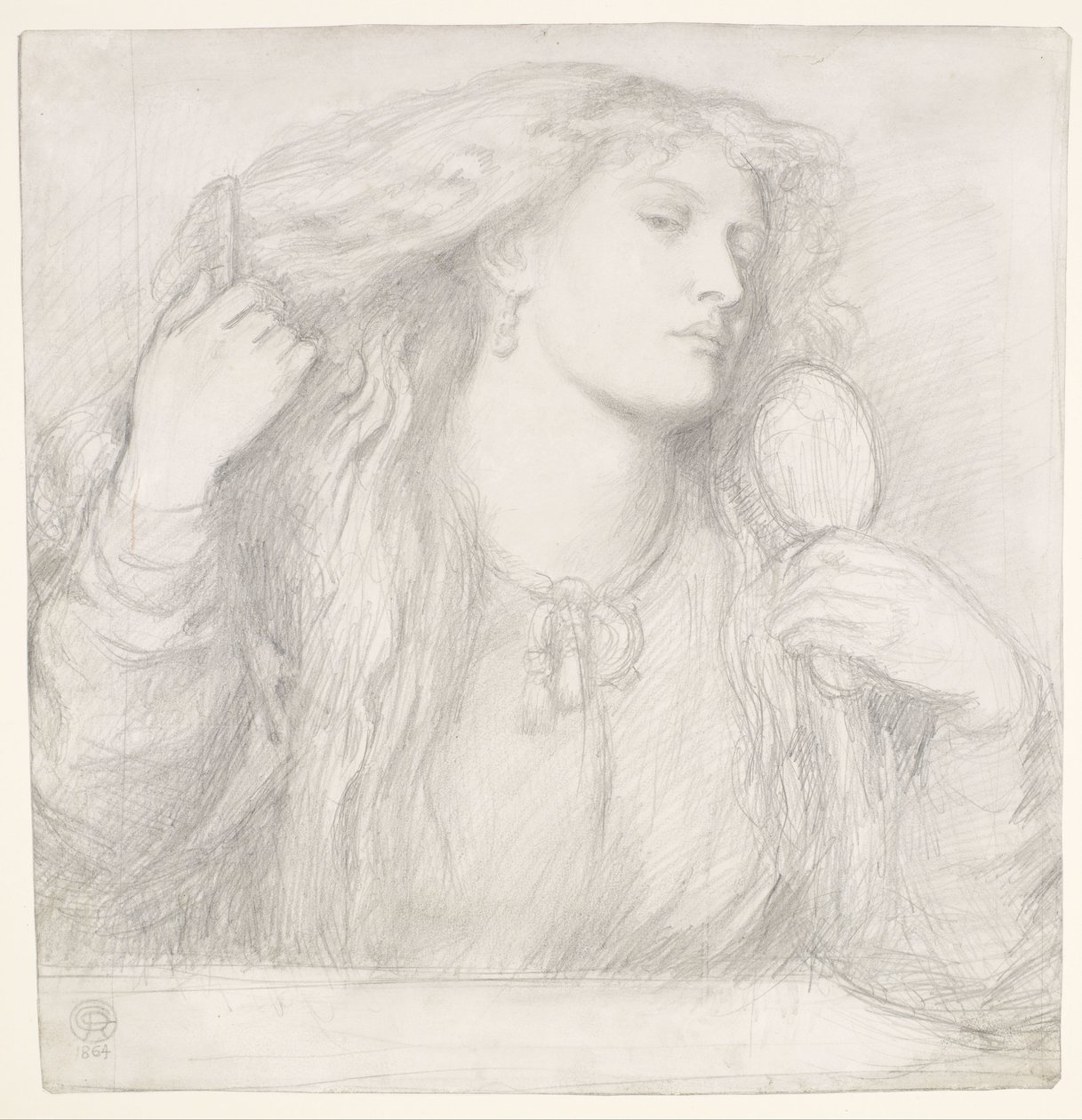 Kvinde kæmmer sit hår, Fanny Cornforth af Dante Gabriel Rossetti