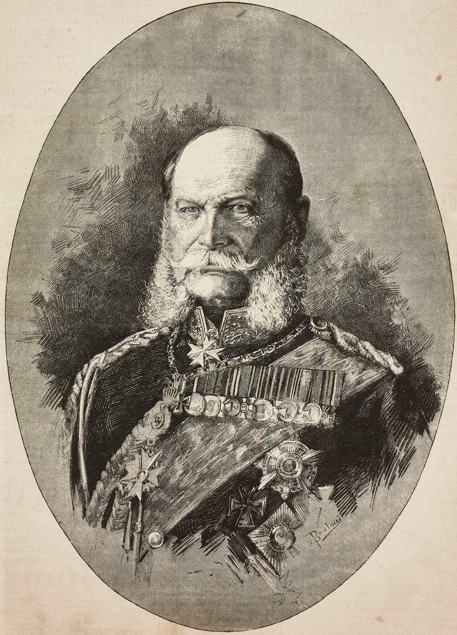 Saksan keisari William I (1797-1888) vuonna 1887, kaiverrus Dante Paoloccin piirroksesta, L
