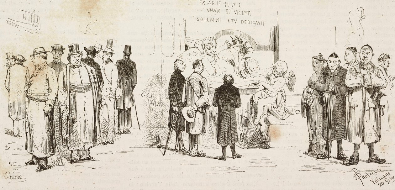 Tyske pilgrimme i Rom, gravering af Dante Paolocci og Canedi fra L