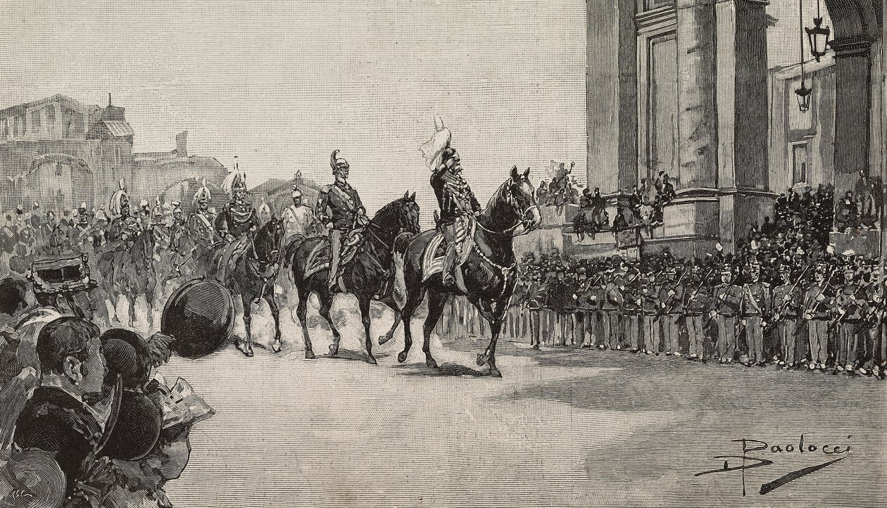 Militærparade i Macau til kong Umberto I
