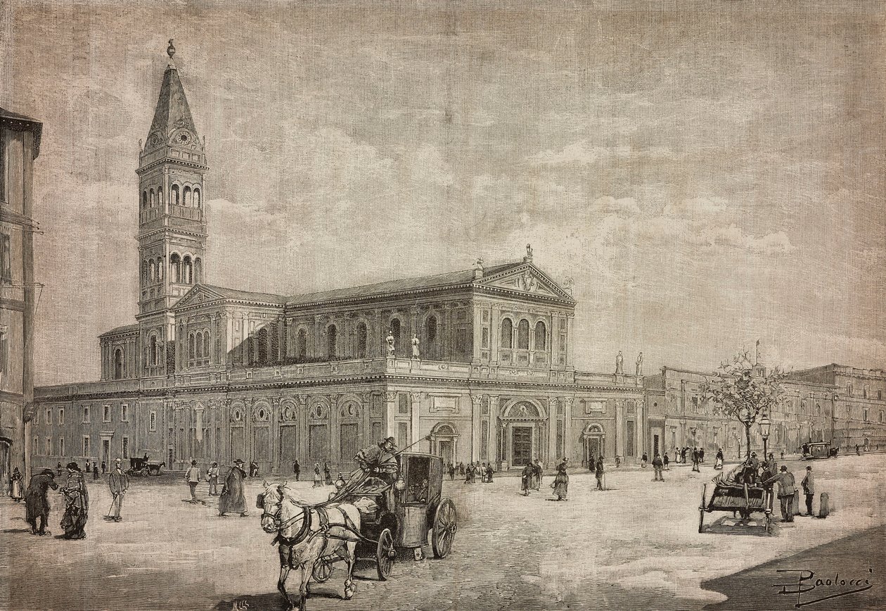 Ny kirke af Sacred Heart i Rom, Italien, gravering fra tegning af Dante Paolocci, fra L