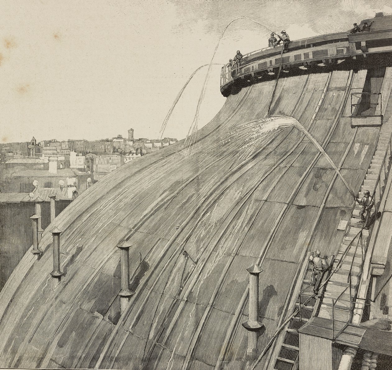 Vaskekuppel af Palazzo Montecitorio, Rom, Italien, gravering efter tegning af Dante Paolocci, fra L