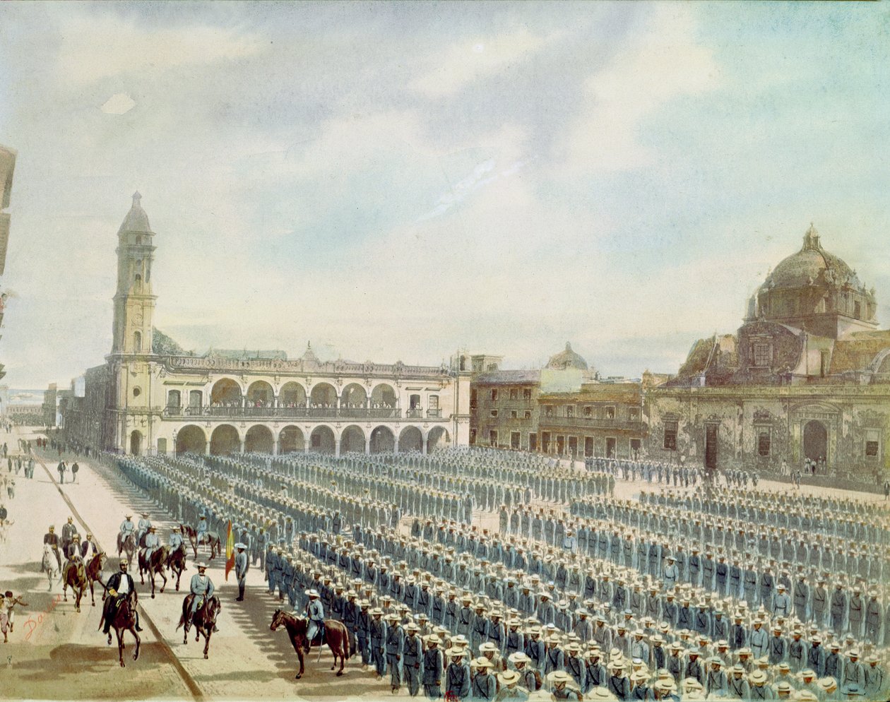 Det spanske ekspeditionskorps i Vera Cruz i 1862 under ordre fra general Juan Prim y Prats (1814-70) af Daries