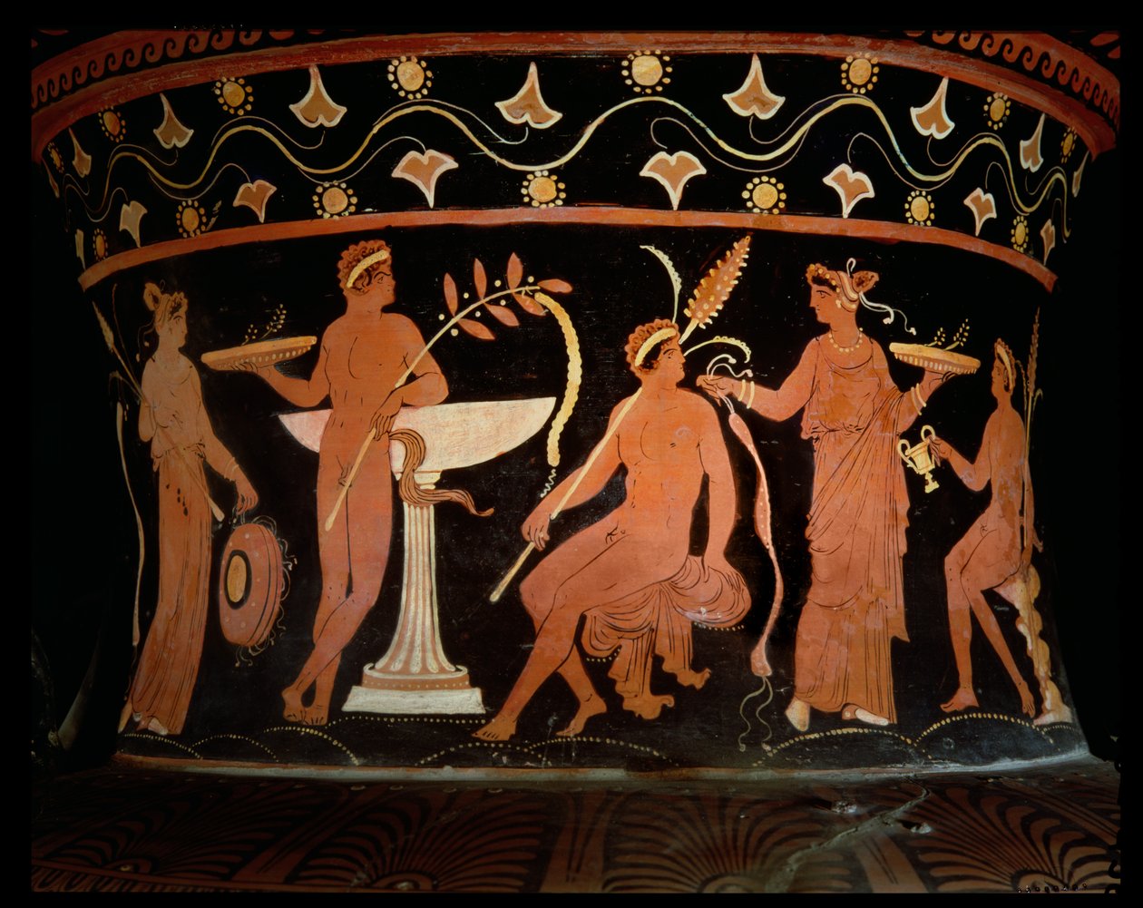 Apuliens rød-figur volute krater, detalje af halsen keramik af Darius Painter