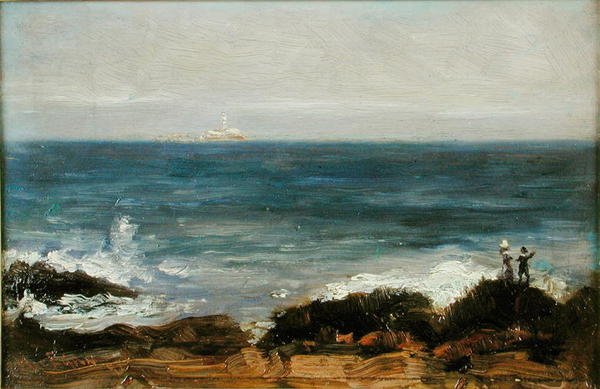 Figurer ved Dublin Bay (olie om bord) af Darius J. MacEgan